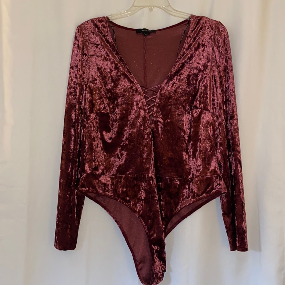 Forever 21 Plus Size Crushed Velvet Bodysuit